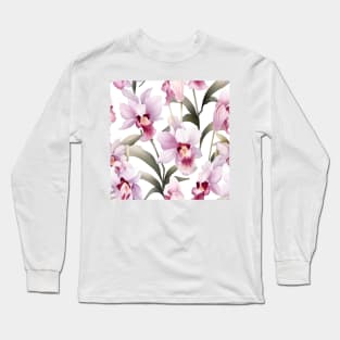 Watercolor Orchid Pattern 11 Long Sleeve T-Shirt